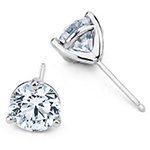 3-prong Round Brilliant Cut Diamond Earrings