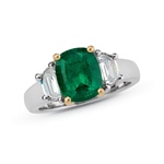 Colored Stone Ring Emerald and Diamond