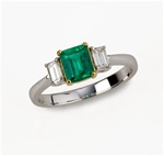 Colored Stone Ring Emerald and Diamond