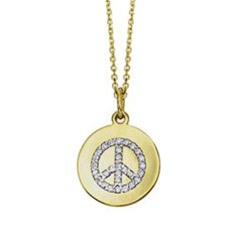 Diamond Peace Sign Disk Pendant